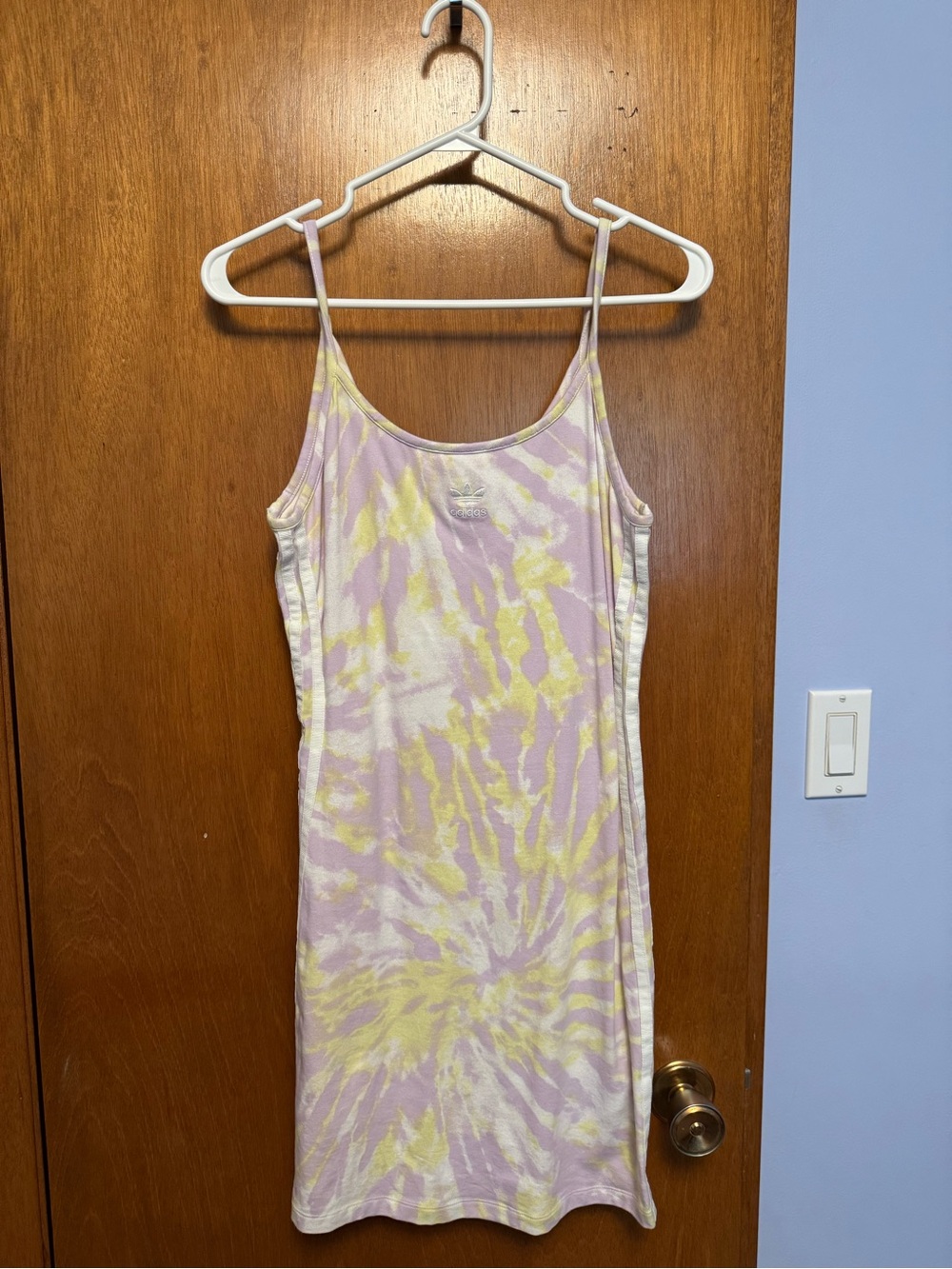 adidas Tie-Dye Slip Mini Dress — Pastel Yellow & Lavender
